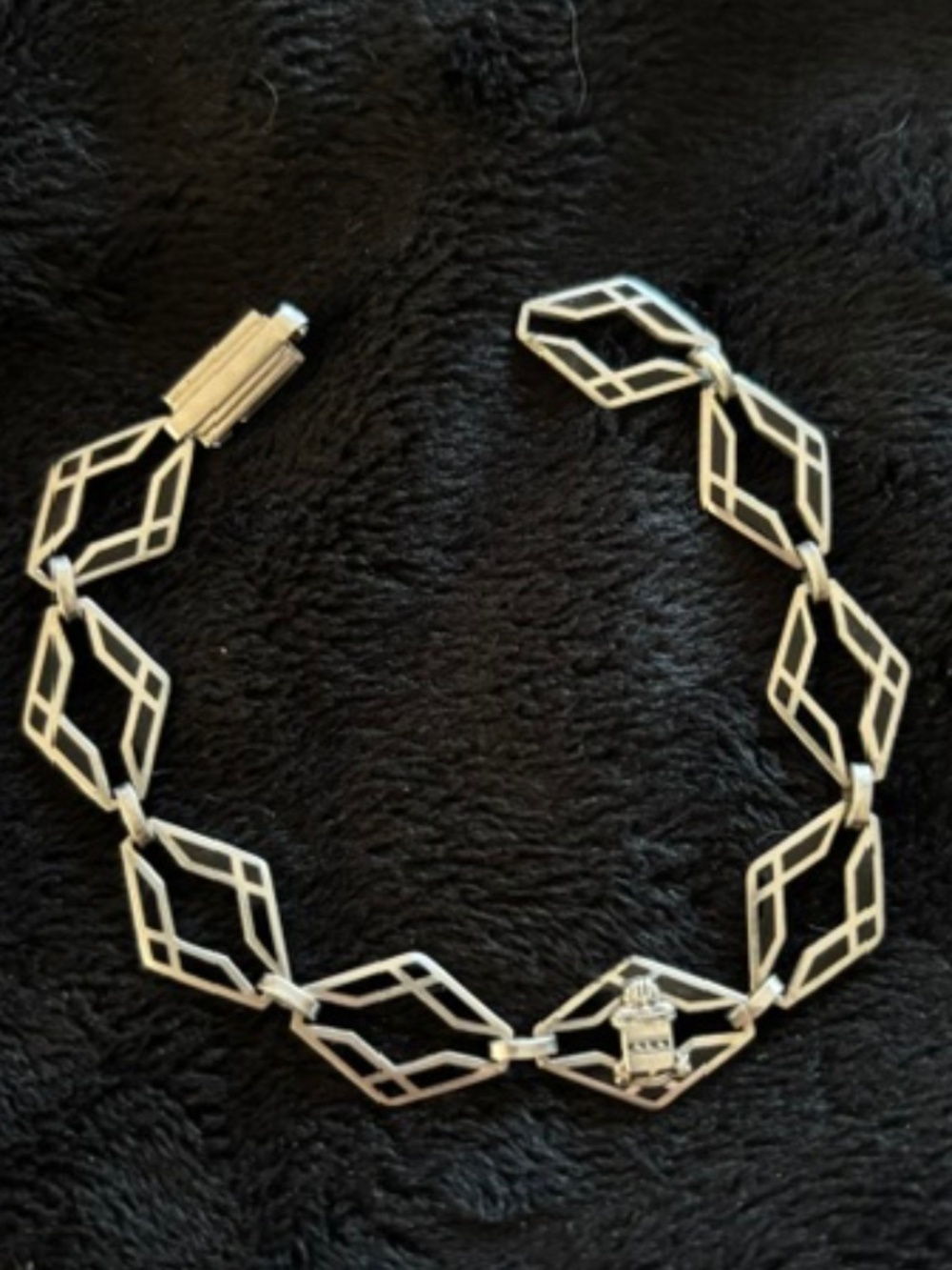 Vintage 1990 sterling silver Rhombus shaped link Bracelet